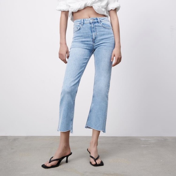 Zara Jeans Zara Flare Cropped High Waisted Jeans Poshmark